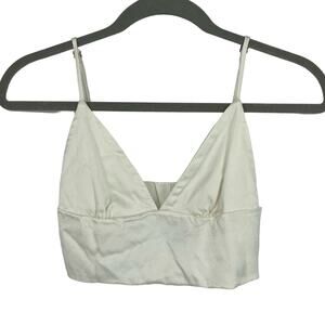 Zara Cream Satin Strappy Crop Top Small